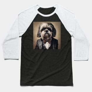 Shih Tzu Dog in Suit Baseball T-Shirt